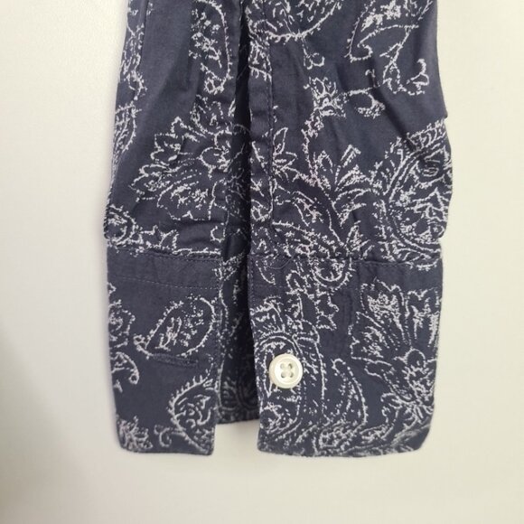 Tommy Hilfiger Pasiley Print Floral Blue Shirt Men's Long Sleeves Size 4 - Picture 4 of 9